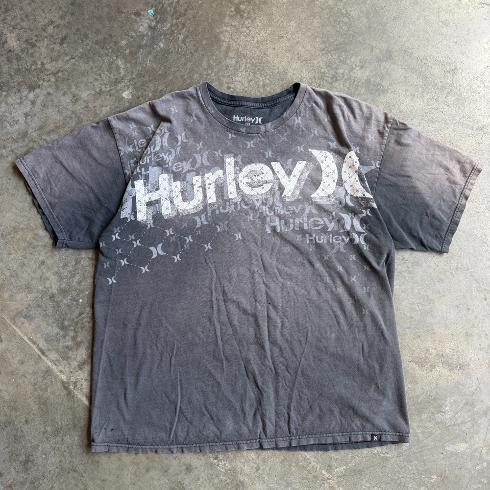 Vintage Crazy Sun Faded Hurley Surf Graphic Shirt Y2K Smoked Out Mens XL 23x27